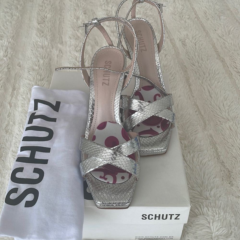 Schulz Silver Platform Sandals